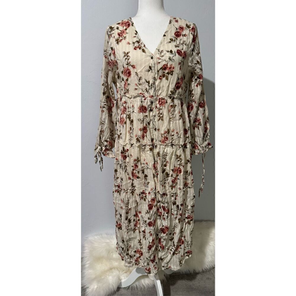 Studio west apparel floral maxi boho v neck dress M